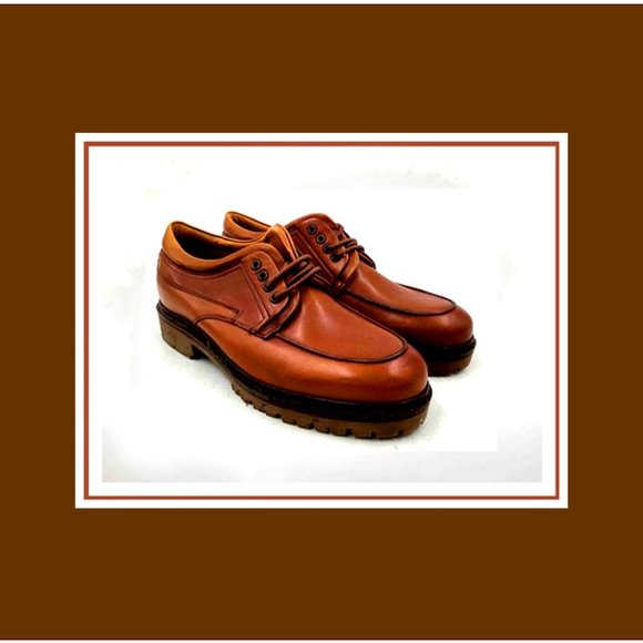 New Rare & Unique Johnston & Murphy Men\'s Cognac Genuine Leather Italian Shoes